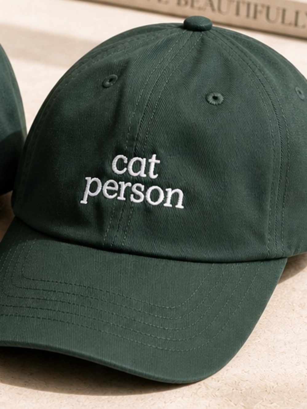 Cat Person Embroidered Cotton Baseball Cap - Comes with Socks! - Picture 2 of 2
